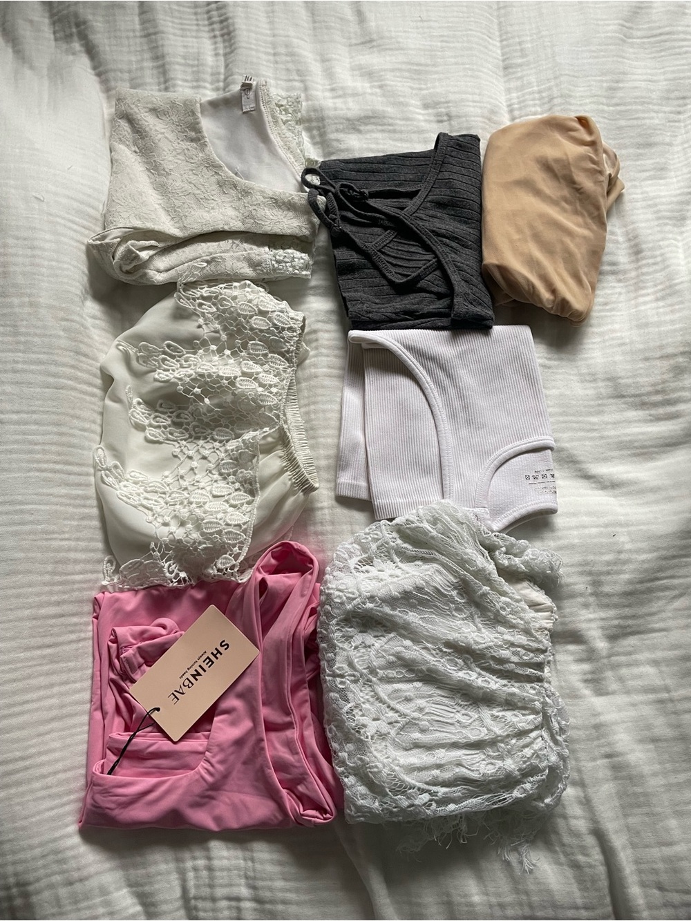 SHEIN Pink, White, Black & Nude Crop Top Pack